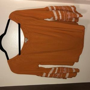 gold/orange off the shoulder top